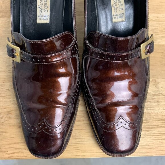 Vintage 90s Arnold Churgin Patent Leather Mid Block Heel Loafer - Picture 5 of 13